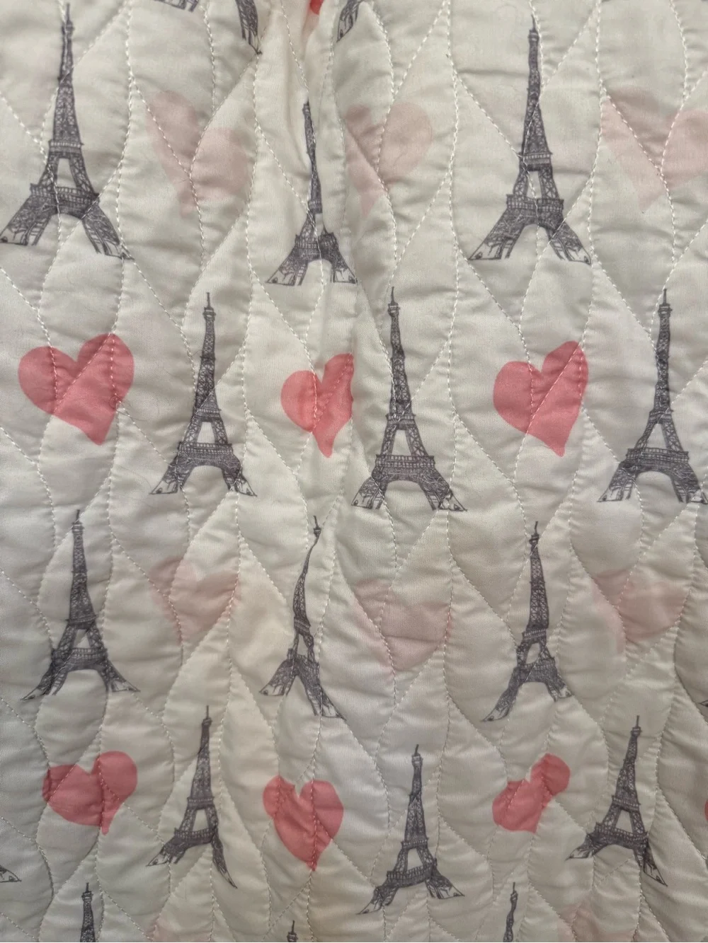 Nicole Miller Pink and Gray Eiffel Tower Quilted Throw